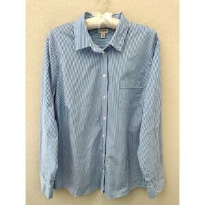 J.CREW | Blue White Striped Classic Long Sleeve Button-Down Shirt | Size XXL